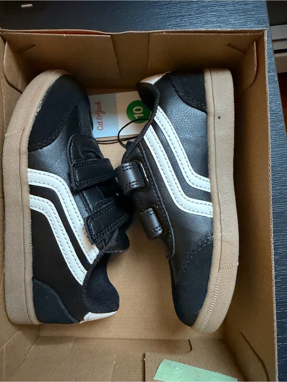 Cat & Jack Black and White Velcro Kids Sneakers - Cat & Jack - Size 10